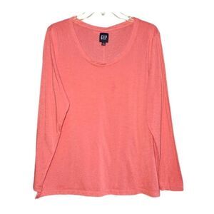 GAP Lightweight Long Sleeve Knit Top in Coral Pink Women’s L
